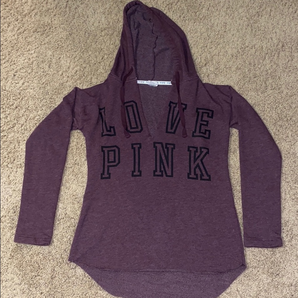 PINK v-neck hoodie.